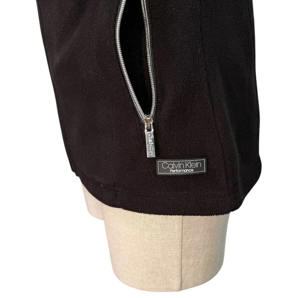 Calvin Klein Performance Fleece Vest Woman’s Black Size Small Zipper Winter - Picture 8 of 12